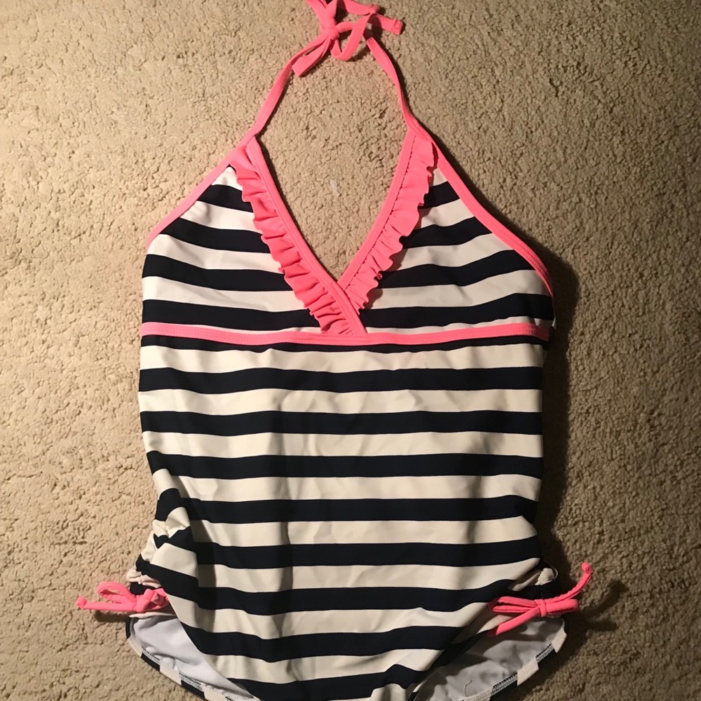 Navy white and pink one piece!
